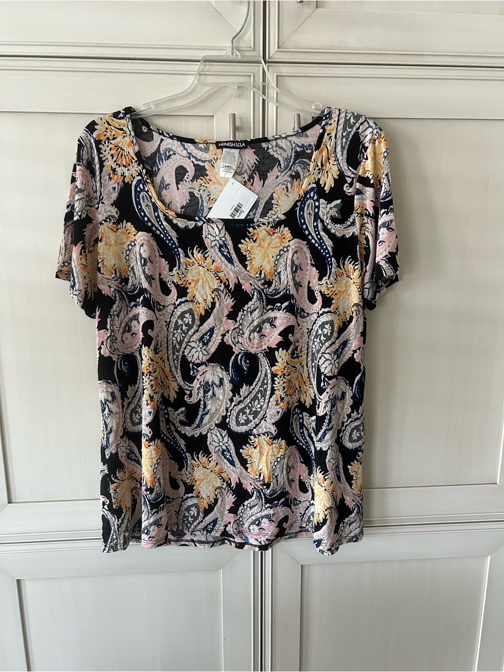 HEIMISH USA Paisley Short-Sleeve Top - Black, Pink, Yellow